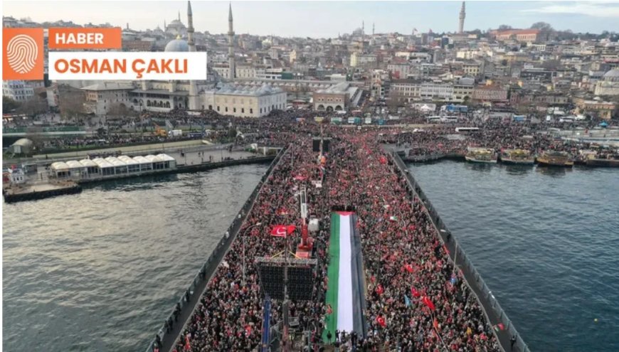 Galata Köprüsü'nde Filistin’e destek yürüyüşü: 'Bu iş ateşkesle bitmez'