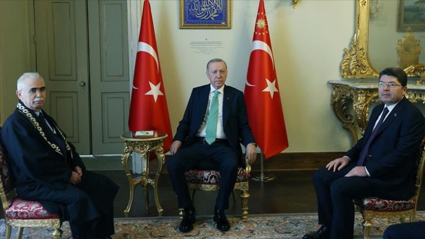 Başkan Erdoğan Dolmabahçe'de AYM Başkanı Kadir Özkaya'yı Kabul Etti
